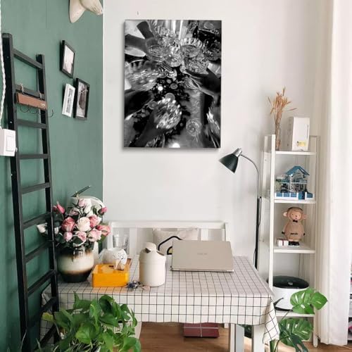 Poster Black and White Wall Art Champagne Art Vintage Bar Print Canvas Poster - Image 4