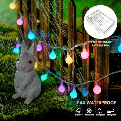 JMEXSUSS 33ft 100 LED Globe Easter Lights Battery Operated - Image 5