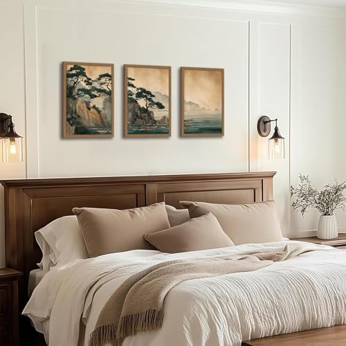 Japanese Zen Wall Art Set of 3，Minimalist Asian Wall Decor Cliff framed - Image 5