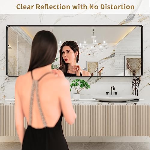 LOAAO 84x32 Inch Black Bathroom Mirror Metal Framed - Image 2