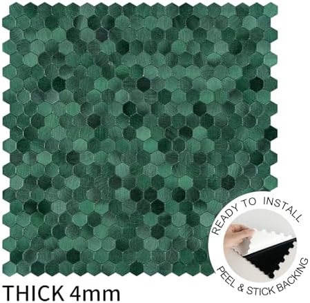 Select 5 Pack Hexagon Peel and Stick Backsplash Tiles, Hunter Green - Image 5