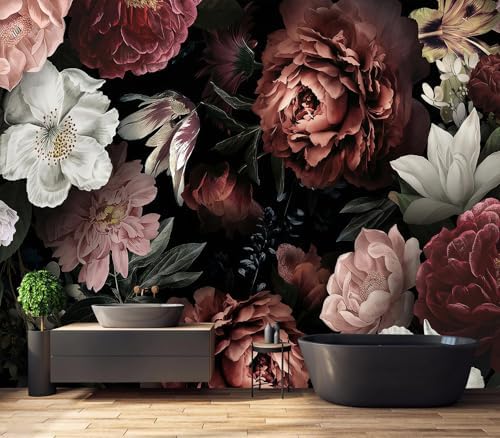 Moody Dark Floral Peony Butterfly Wallpaper - Image 4