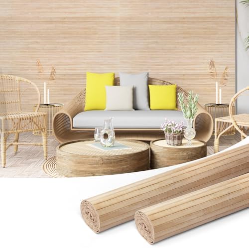 Art3d 48 x 96 in Natural Bamboo Wall Panel, Light-Carbonized by Art3d
