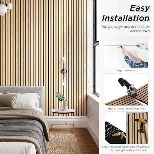SMARTSTANDARD 4 Pack 105.9" x 12.6" Wood Slat Wall Panels - Image 5