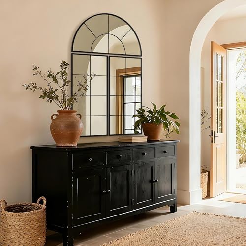 Besdomus Oversized Black Arched Mirror：40"x60" Large Classic Window Mirror - Image 6