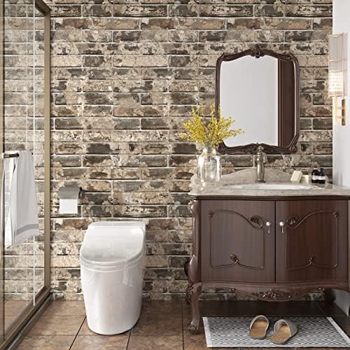 Brown Brick Wallpaper Peel and Stick Bedroom Vintage Faux Brick Contact Paper - Image 5