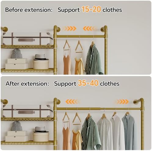 Higeego W3 Wall Mounted Clothes Rack, Industrial Pipe Clothing Rack - Image 4