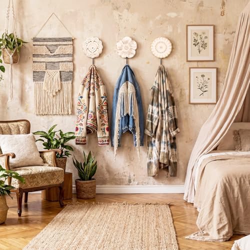 Novabright 3 Pcs Boho Wooden Wall Hooks - Image 6