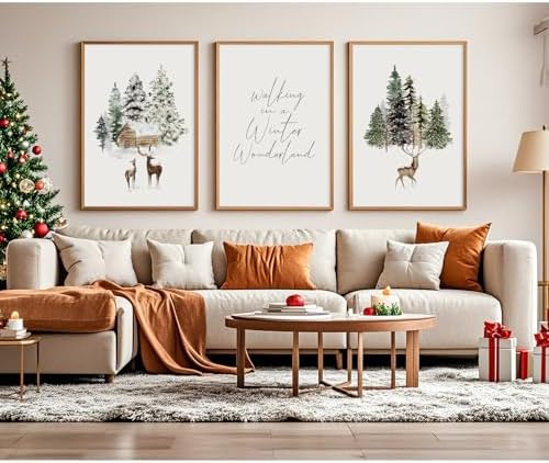 Christmas Wall Art Winter Wonderland Canvas Wall Decor Christmas Deer Pictures - Image 6