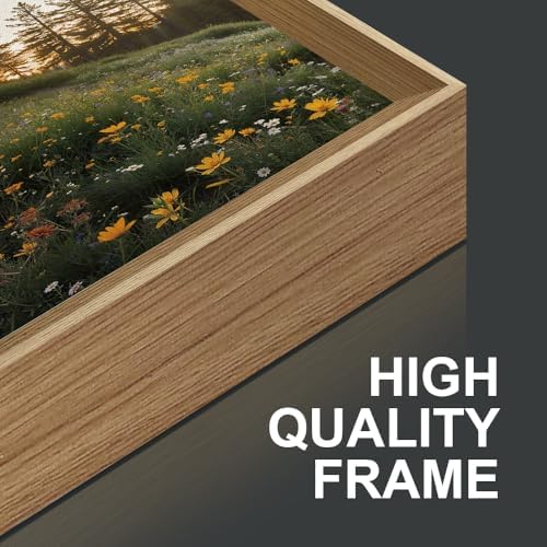 FWIEXA Green Forest Mountain Framed Canvas Wall Art Set, Wildflower Meadow Wall - Image 6