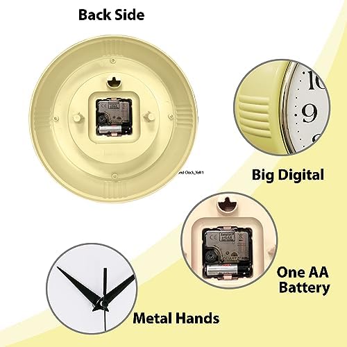 Lily's Home Retro Wall Clock, 9.5 Inch Vintage Design, Silent Non-Ticking - Image 6