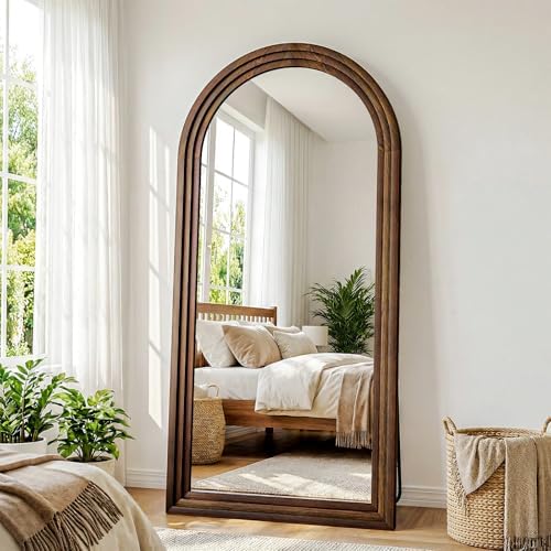 30"x71" Full Length Mirror Solid Wood Frame, Arched Floor Mirror Full Length by WISSMIELSHOME