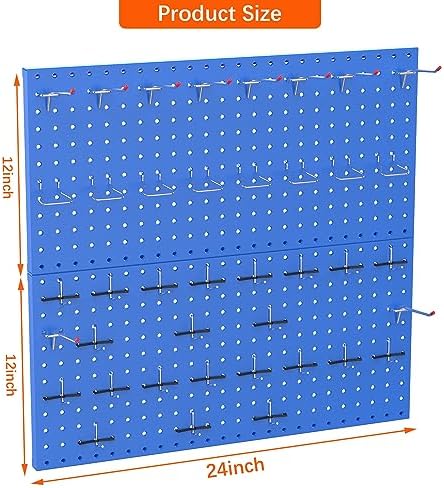 TORACK Metal Pegboard Wall Organizer 24"x24" 70 PCS Tool Storage Pegboards - Image 3