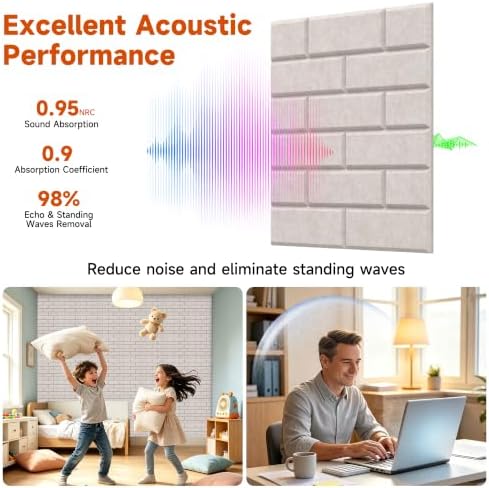 TO-TH Acoustic Panels Peel and Stick Decor Wall Panel 24 Pack, Light Camel - Image 3
