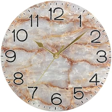 ALAZA Nature Brown Marble Wall Clock Battery Operated Non Ticking Silent Quartz - Image 5