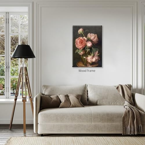 Moody Pink Peony Wall Art Spring Dark Academia Antique Floral Poster 16X24 inch - Image 6