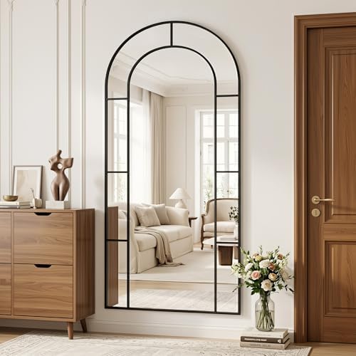 78" x 38" Arched Full Length Floor Mirror, Farmhouse Window Pane Mirror - Image 3