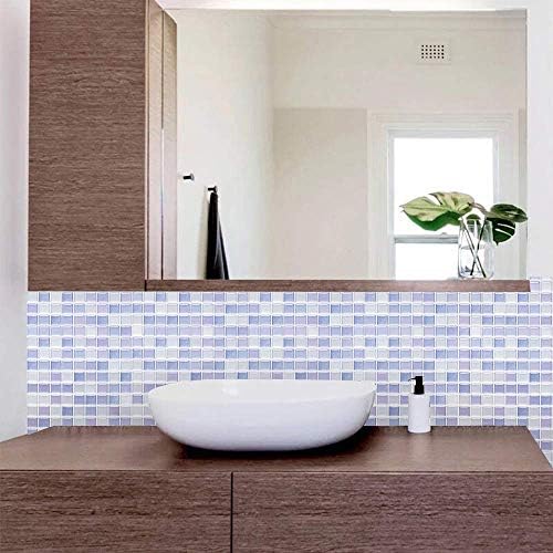 Yoillione 3D Mosaic Tile Sticker Removable Wallpaper Tile Purple, 3D Self - Image 3