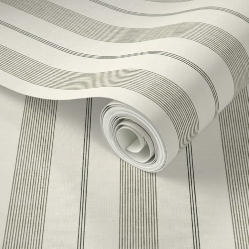 Spoonflower Ticking Stripes Peel and Stick Wallpaper - Image 2
