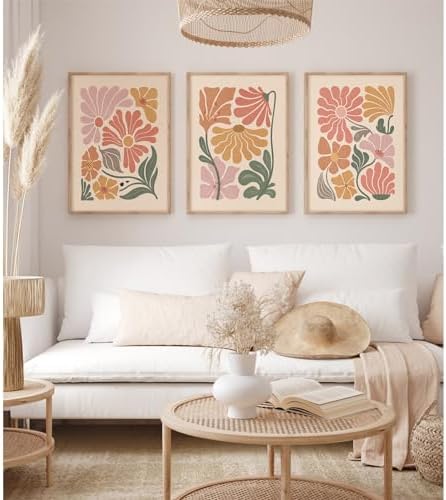 Tanmart Boho Flower Wall Art Decor Abstract Floral Canvas Prints Botanical - Image 5