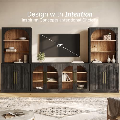BELLEZE Jagger 130" Wall Unit 5-Piece Modular TV Stand - Image 3