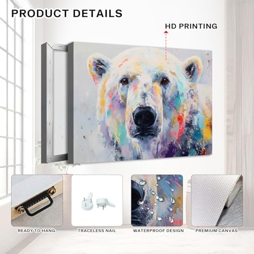 Abstract Bear Wall Art Watercolor Banksy Pop Art Wall Decor Funny Bears Canvas - Image 3