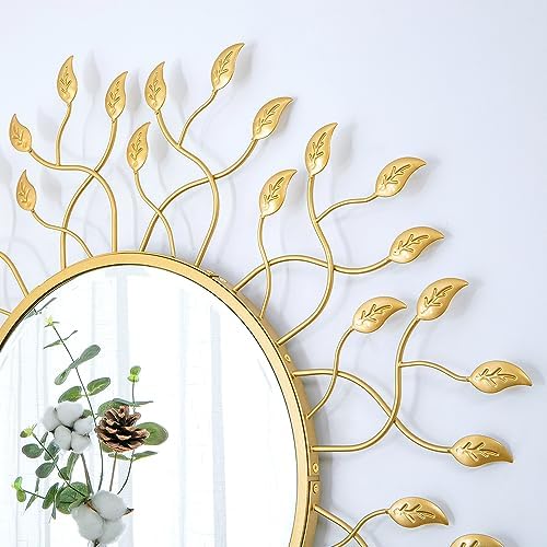 Chende 32" x 32" Large Mirror for Living Room Decor, Round Wall Mirror - Image 2