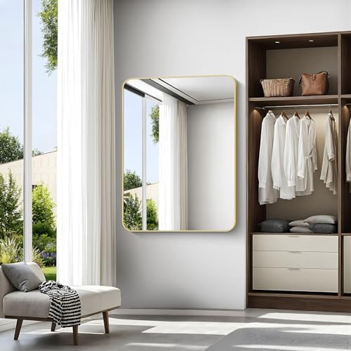 BONEWEI Gold Bathroom Mirror, 36x48 inch Wall Mirror - Image 5