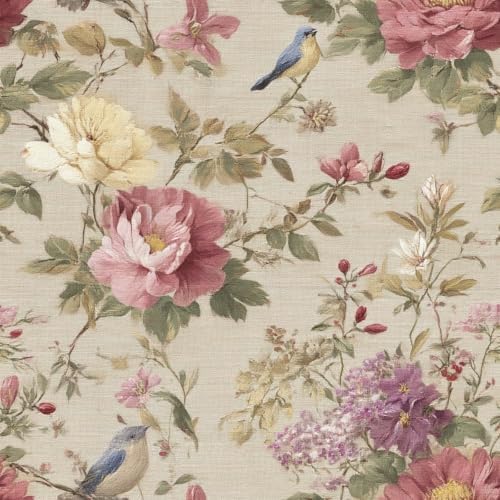Vintage Chinoiserie Textured Bird Peony Peel and Stick Wallpaper Self Adhesive by Unknown