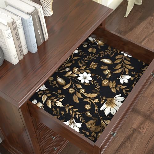 BOKEBEVE Black Gold Leaf Wallpaper Peel and Stick Vintage 17.5 x 78.5In - Image 3
