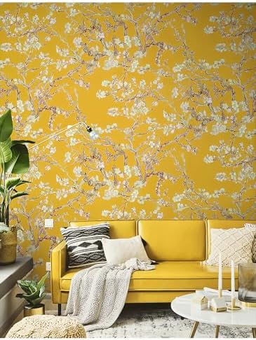Blooming Wall Van Gogh Almond Blossom Yellow Wallpaper Featuring Vintage Floral - Image 2