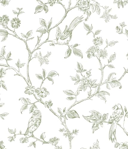 Orainege Vintage Floral Wallpaper Peel and Stick Wallpaper Flowers Birds by Orainege