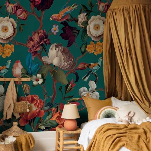 Zeeko Vintage Blue Floral Peel and Stick Wallpaper Mural - Image 4