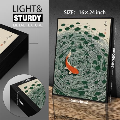 Japanese Koi Fish Black Framed Poster Oriental Asian Lucky Carp Canvas Wall Art - Image 3