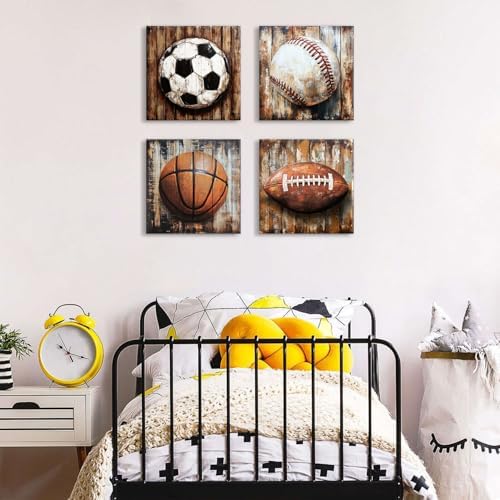 Nursery Wall Decor Boys Bedroom Decor Farmhouse Football Basketball Pictures - Image 6