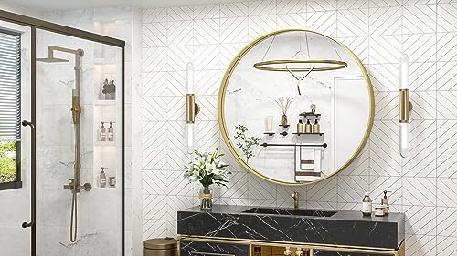 TokeShimi 40 Inch Round Gold Bathroom Mirror - Image 2