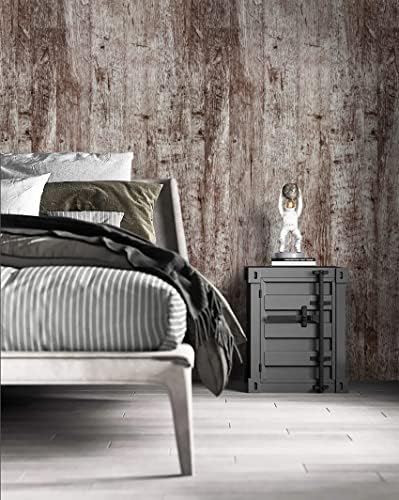 Dimoon 236"x17.7" Wood Stick and Peel Wallpaper Dark Grey Brown Wood Contact - Image 3