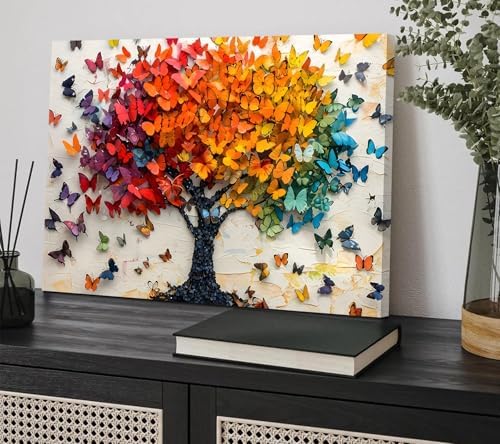 Colorful Butterfly Tree Canvas Wall Art Tree of Life Painting Picture Wall - Image 6