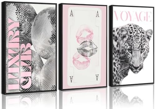 YZLYAD Y2K Pink Posters Wall Art, Trendy Leopard Wall Decor24x16in by YZLYADWALLART