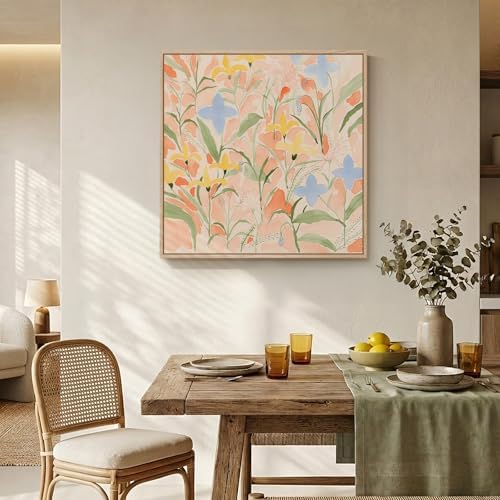 Framed Square Boho Watercolor Floral Wall Art - Image 3