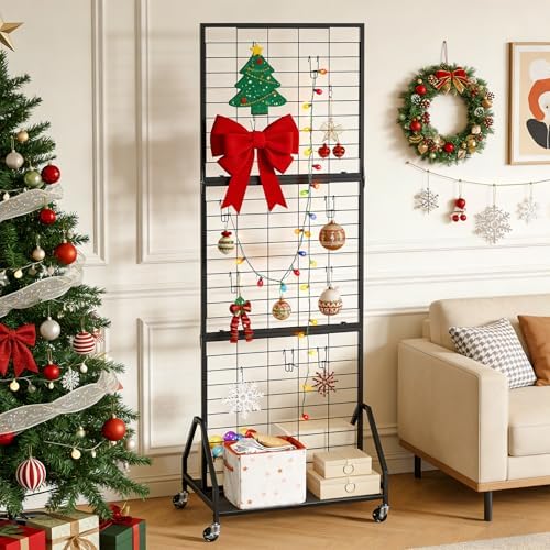 ELYKEN Foldable Grid Wall Panels, 5.7 x 2 FT Movable Gridwall Display Rack - Image 4