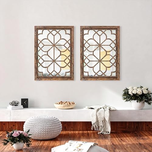 Set of 2 19x26 Inch Large Maroon Shatterproof Rectangular Wall Mirrors - Image 6