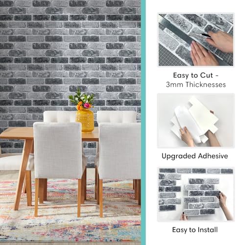 Commomy 3D Faux Brick Peel and Stick 10 pcs 11.8" x 11.8" - Image 5
