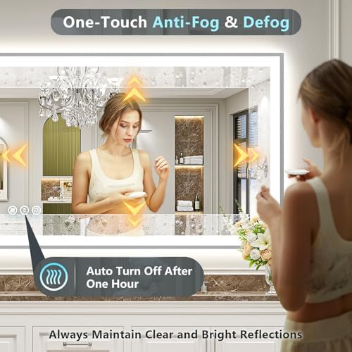 77x36 Inch Brushed Nickel LED Bathroom Mirror, Backlit & Front Lit - Image 5