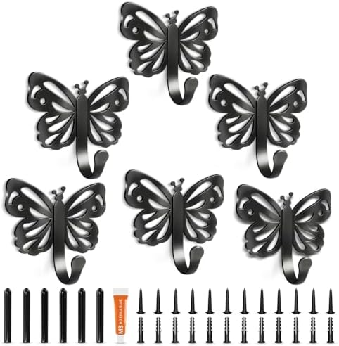 Butterfly Design Metal Hook for Both Screw Mounting and Strong Adhesive by midukit