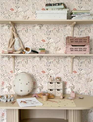 Froluya Wildflower Peel and Stick Wallpaper Neutral Floral Contact Paper - Image 6