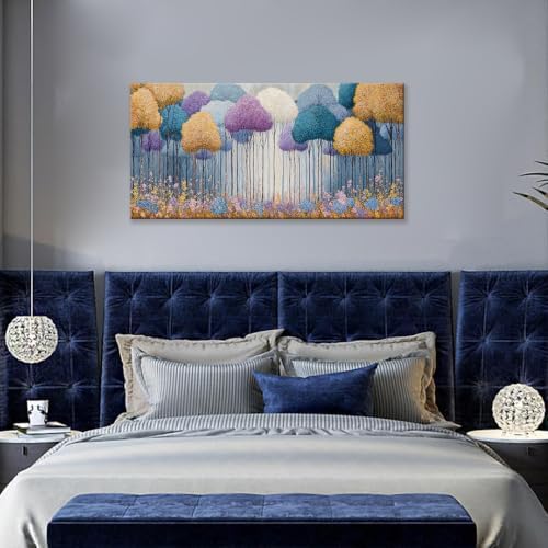 I@U Modern Colorful Tree Landscape Canvas Wall Art Decor - Image 2