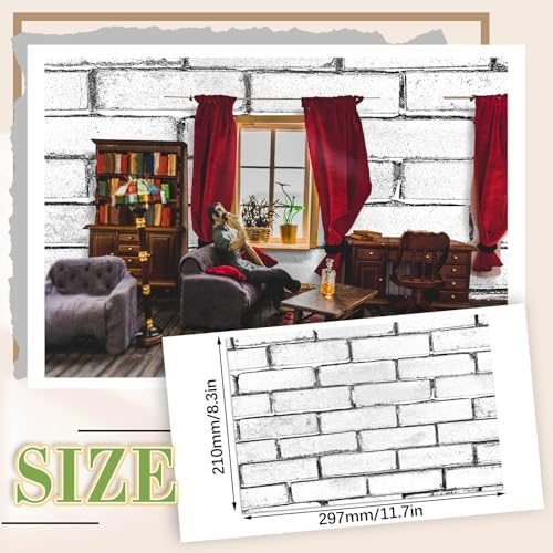 Flutesan 12 Pcs Miniature Dollhouse Wallpaper, Retro White - Image 2
