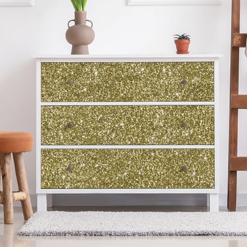 CRE8TIVE Chunky Glitter Wallpaper Stick and Peel Gold Wall Border Trim 8"x354" - Image 3