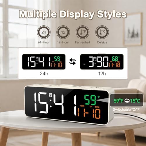 Netzu 3-in-1 Digital Clocks for Living Room, Small & Compact Alarm Clock - Image 2